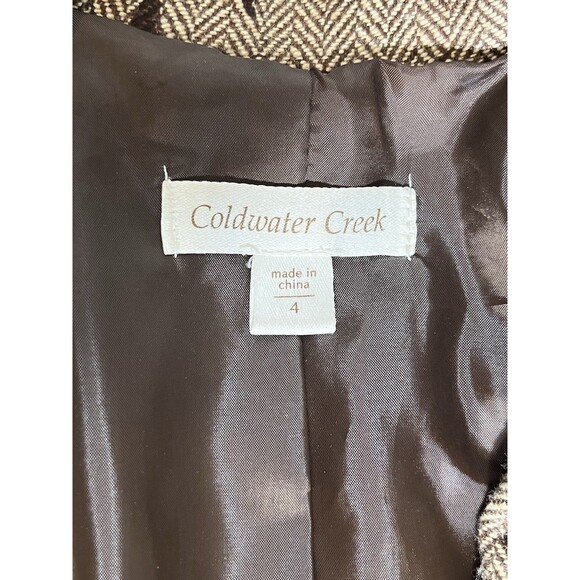 COLDWATER CREEK Tweed Blazer Jacket Size 4 Brown Print - Picture 7 of 13